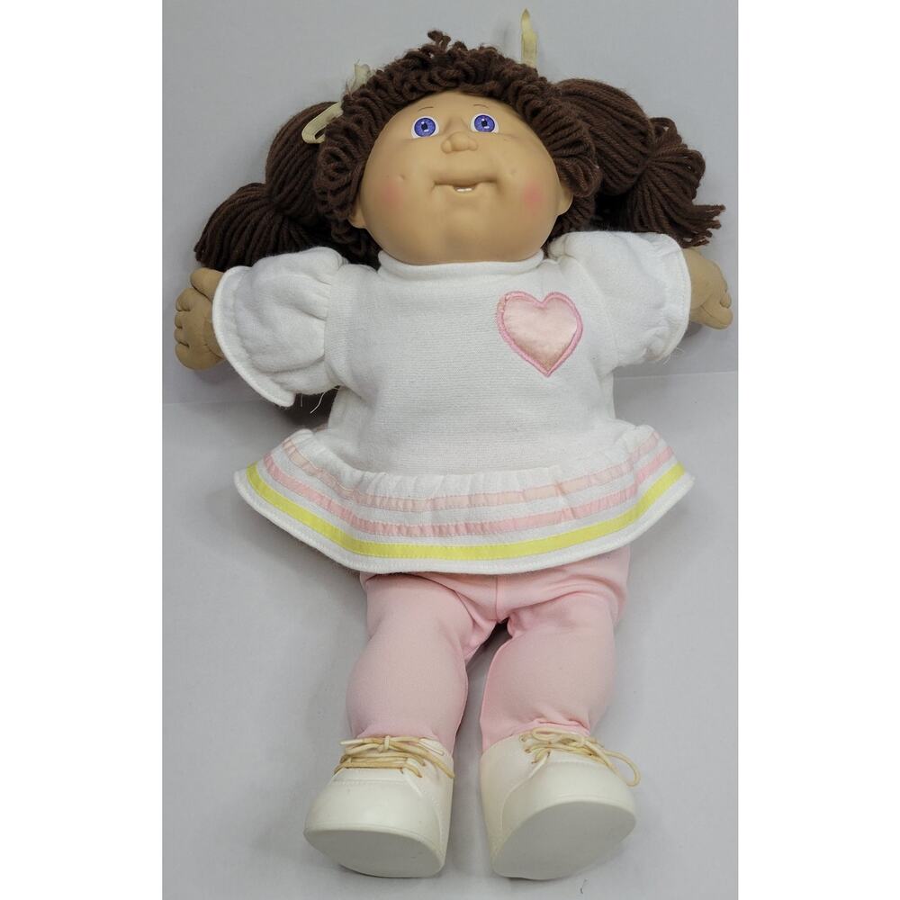 VTG Cabbage Patch Doll Head mold #10 Brown Pigtails Blue Eyes Girl Dimples 1986